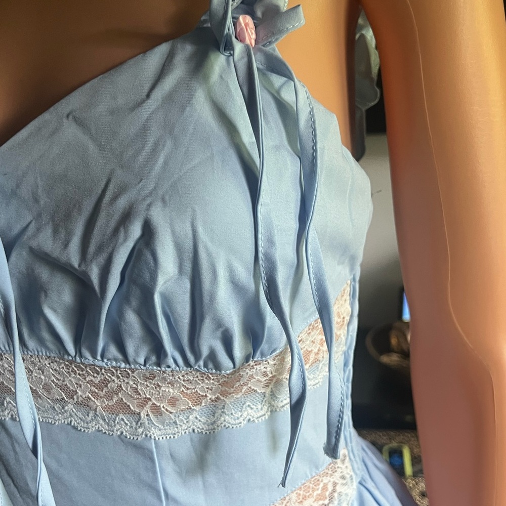 SHEIN Sky Blue Lace Trim Mini Dress - Picture 5 of 9